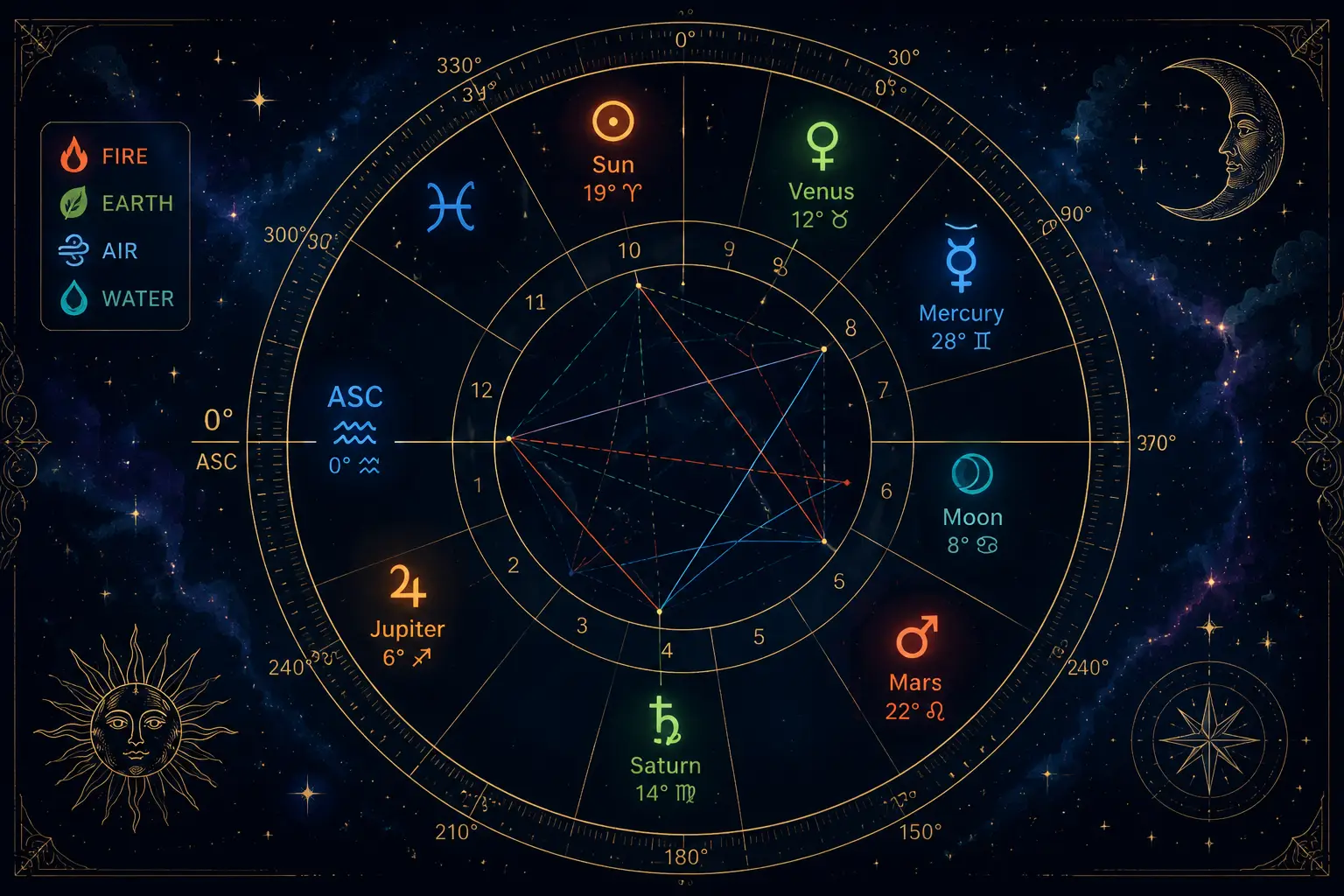dominant element birth chart planets